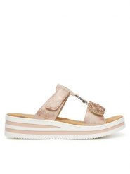 Rieker Klapki CEO-V0200-90 Różowy. Czerwone klapki damskie Rieker, bez wzorów, z materiału, bez obcasa. Za 329.99 zł.