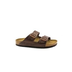 Klapki unisex Birkenstock Arizona. Brązowe klapki męskie Birkenstock, z materiału. Za 455.25 zł.