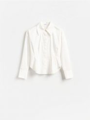 Koszula z bawełną - biały. Białe koszule damskie Reserved, l, bez wzorów, z bawełny, bez kołnierzyka, bez ramiączek. Za 119.99 zł.