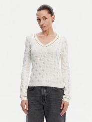 Guess Sweter W5GR07 Z3D60 Beżowy Regular Fit. Brązowe swetry damskie Guess, l, z aplikacjami, z wiskozy, bez kołnierzyka, bez ramiączek, bez kaptura. Za 279.99 zł.