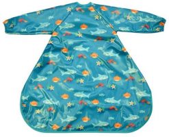 BIBETTA sleeved bib extended Turquoise Sea Creatures, BZC-52-004. Niebieskie śliniaki dla dzieci Nike, bez wzorów. Za 101.23 zł.