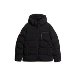 Kurtka z kapturem Superdry. Czarne kurtki męskie Superdry., m, bez wzorów, z puchu, z kapturem, narciarskie. Za 1,479.35 zł.