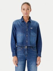 Guess Jeans Koszula jeansowa W5YH0D D5M8A Granatowy Regular Fit. Niebieskie bluzki damskie Guess Jeans, m, z aplikacjami, z jeansu, bez kołnierzyka, bez ramiączek. Za 239.99 zł.