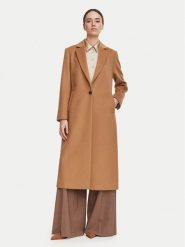 Marella Płaszcz wełniany Pavido 2623016031 Brązowy Loose Fit. Brązowe płaszcze damskie Marella, na zimę, bez wzorów, z wełny, bez kaptura. Za 3,109.00 zł.