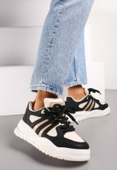 Czarne Sneakersy na Grubej Podeszwie z Brokatem Lenema. Czarne obuwie sportowe damskie Renee, bez wzorów. Za 99.99 zł.