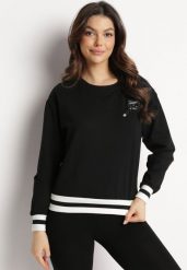 Czarna Klasyczna Bluza z Ozdobną Naszywką Silvaen. Czarne bluzy damskie Born2be, s, z aplikacjami, bez kaptura. Za 64.99 zł.