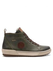 Remonte Trzewiki D0771-54 Khaki. Brązowe botki damskie Remonte, ze skóry, bez obcasa, na płaskiej podeszwie, bez zapięcia. Za 429.99 zł.