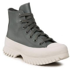 Trzewiki Converse. Szare botki damskie Converse, retro, bez obcasa, na płaskiej podeszwie, bez zapięcia. Za 399.99 zł.
