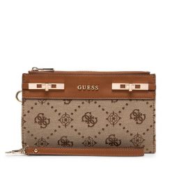Portfel Guess. Brązowe portfele damskie Guess, z aplikacjami. Za 299.99 zł.