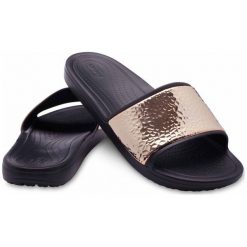 Crocs Damskie Kapcie Sloane Hammered Met Slide Czarny/Złoty (37,5). Kapcie damskie marki Crocs. W wyprzedaży za 146.00 zł.