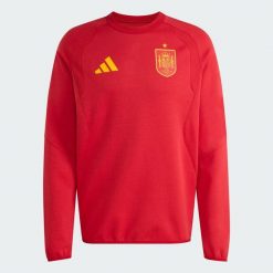Bluza Hiszpania z okrągłym dekoltem Tiro Travel. Czerwone bluzy męskie Adidas, s, bez wzorów, z bawełny, bez kaptura. Za 259.00 zł.