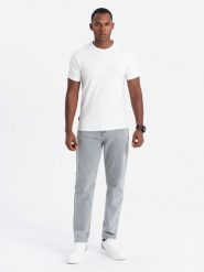 Męska koszulka SLIM FIT z okrągłym dekoltem i logotypem – biała V1 - Rozmiar: XXL. Białe t-shirty męskie Ombre Clothing, m, bez wzorów, z bawełny, bez kołnierzyka. W wyprzedaży za 24.99 zł.