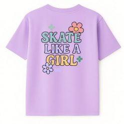 Koszulka dziecięca Skate Like a Girl – skate style dla dziewczynek (liliowa). Białe bluzki dla dziewczynek Bumpie Crew, bez wzorów, z bawełny, bez ramiączek. Za 89.00 zł.