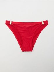 Dół od bikini figi ze złotymi detalami - czerwony. Czerwone bikini damskie Sinsay, l, bez wzorów. Za 19.99 zł.