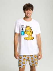 Piżama dwuczęściowa Garfield - biały. Białe piżamy męskie Sinsay, l, bez wzorów, bez ramiączek. Za 49.99 zł.