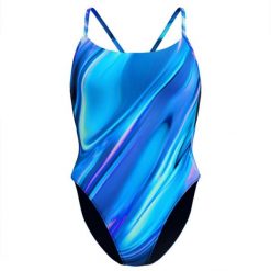 Strój kąpielowy damski na basen Speedo Racerback. Niebieskie kostiumy jednoczęściowe damskie Speedo, m, bez wzorów, z materiału, na fitness i siłownię. Za 271.98 zł.