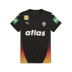 Damska koszulka wyjazdowa niemieckiej reprezentacji w piłce ręcznej PUMA. Czarne koszulki sportowe damskie Puma, bez wzorów, bez kołnierzyka, bez ramiączek, do piłki ręcznej. Za 329.00 zł.