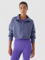 4F Bluza dresowa bez kaptura damska 4F x Anna Lewandowska - granatowa M. Niebieskie bluzy damskie 4f, m, bez wzorów, z bawełny, bez kaptura. W wyprzedaży za 139.99 zł.