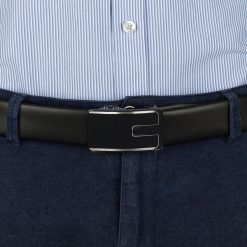 Pasek męski skórzany 3,5 cm klamra automatyczna Beltimore czarny 02-551 : Kolory - czarny, Rozmiar pasków - r.110-125 cm. Czarne paski damskie bez wzorów, ze skóry, wizytowe. Za 64.99 zł.