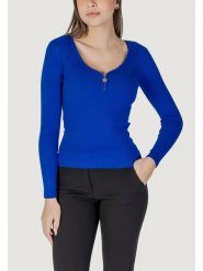 Morgan Sweter 232-MBANZA Niebieski Slim Fit. Niebieskie bluzki damskie Morgan, s, bez wzorów, z wiskozy, bez kołnierzyka, bez ramiączek, bez kaptura. Za 89.99 zł.
