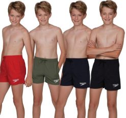 Spodenki szorty dla dzieci Speedo Watershort Essentials. Czarne kąpielówki dla chłopców Speedo, bez wzorów, z materiału. Za 71.98 zł.