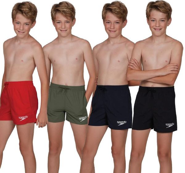 Spodenki szorty dla dzieci Speedo Essential. Czarne kąpielówki dla chłopców Speedo, bez wzorów, z materiału, klasyczne. Za 79.99 zł.