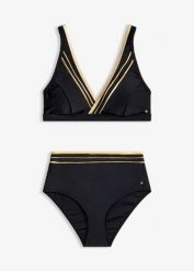 Bikini bustier z kopertowym dekoltem (komplet 2-cz.). Czarne bikini damskie bonprix, bez wzorów. Za 114.99 zł.