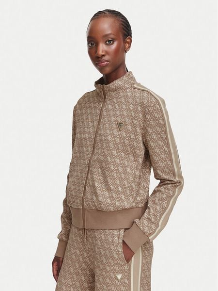 Guess Bluza V6YQ28 K5183 Brązowy jasny Regular Fit. Brązowe bluzy damskie Guess, s, z aplikacjami, bez kaptura. Za 474.99 zł.