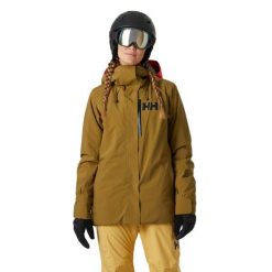 Damska kurtka narciarska Helly Hansen Powshot. Brązowe kurtki snowboardowe damskie Helly Hansen, bez wzorów, bez kaptura, narciarskie. W wyprzedaży za 1,065.00 zł.