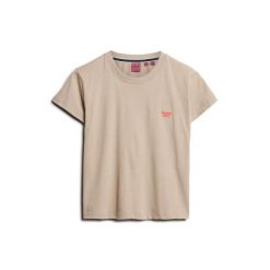 T-shirt dopasowany z logo dla kobiet Superdry Essential. Szare t-shirty damskie Superdry., bez wzorów, eleganckie, bez kołnierzyka. W wyprzedaży za 113.00 zł.