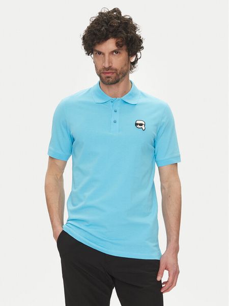 KARL LAGERFELD Polo 745710 552224 Niebieski Regular Fit. Niebieskie koszulki polo męskie KARL LAGERFELD, m, bez wzorów, z bawełny, bez ramiączek. Za 259.99 zł.