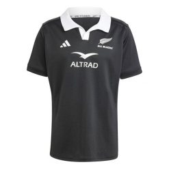 Koszulka All Blacks Rugby AEROREADY Short Sleeve. Czarne koszulki polo męskie Adidas, uniwersalny, bez wzorów, z materiału, eleganckie, bez ramiączek. Za 297.25 zł.