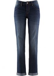 Dżinsy ze stretchem straight, mid waist. Czarne jeansy damskie bonprix. Za 82.99 zł.