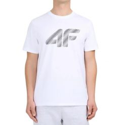 Koszulka męska 4F - bawełniany T-shirt, regular fit. Białe t-shirty męskie 4f, m, bez wzorów, z bawełny, klasyczne, bez kołnierzyka. Za 59.99 zł.