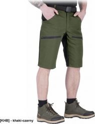 R.E.I.S. HOBBER-TS - Spodnie ochronne robocze do pasa krótkie nogawkami męskie canvas 65% poliester, 35% bawełna o 260 g/m2 - khaki-czarny 2XL. Brązowe spodnie materiałowe męskie R.E.I.S., m, bez wzorów, z bawełny. Za 76.60 zł.