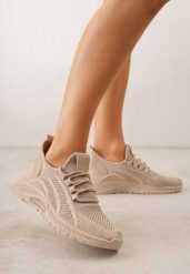 Ciemnobeżowe Sznurowane Buty Sportowe na Grubszej Podeszwie Unamarie. Brązowe obuwie sportowe damskie Born2be, bez wzorów, z dresówki, trekkingowe. Za 64.99 zł.