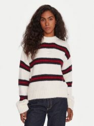Tommy Jeans Sweter Badge DW0DW21679 Écru Relaxed Fit. Swetry damskie Tommy Jeans, s, bez wzorów, z jeansu, bez kołnierzyka, bez ramiączek, bez kaptura. Za 399.99 zł.