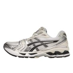 Buty do chodzenia dla dorosłych ASICS Gel-Kayano 14 White Midnight. Szare obuwie sportowe damskie Asics, bez wzorów, z materiału, do biegania, asics gel kayano. Za 988.48 zł.
