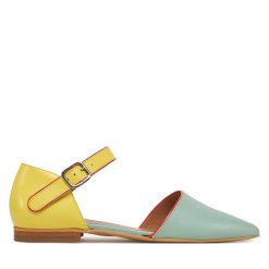 Półbuty Fly London. Niebieskie półbuty damskie Fly London, bez wzorów, bez obcasa, na płaskiej podeszwie, bez zapięcia. Za 449.99 zł.