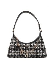 Guess Torebka Everlee HWTB86 79180 Czarny. Czarne torebki do ręki damskie Guess, z aplikacjami, z materiału, bez dodatków. Za 639.99 zł.