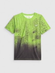 4F Koszulka do biegania szybkoschnąca męska - zielona L. Zielone koszulki sportowe męskie 4f, l, bez wzorów, z dzianiny, bez kołnierzyka. Za 129.99 zł.