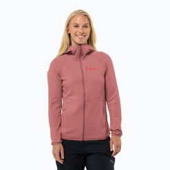 Bluza polarowa damska Jack Wolfskin Kolbenberg Hooded Fz. Czerwone bluzy sportowe damskie Jack Wolfskin, bez wzorów, z polaru, bez kaptura, trekkingowe. Za 439.99 zł.
