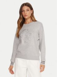 Guess Sweter W5BR42 Z26I2 Szary Relaxed Fit. Szare swetry damskie Guess, xl, z aplikacjami, z wiskozy, bez kołnierzyka, bez ramiączek, bez kaptura. Za 369.99 zł.