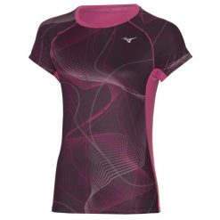Koszulka do biegania damska Mizuno Aero Tee. Fioletowe koszulki sportowe damskie Mizuno, xs, bez wzorów, z materiału, klasyczne, bez kołnierzyka. Za 98.99 zł.
