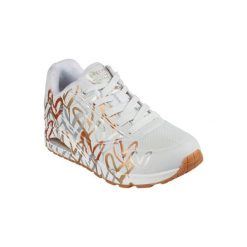 Buty do chodzenia sneakersy damskie Skechers Uno-Metallic Love. Białe obuwie sportowe damskie Skechers, bez wzorów, z gumy, trekkingowe, Skechers Sport. Za 349.99 zł.