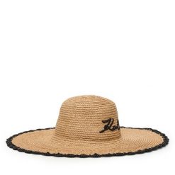Kapelusz KARL LAGERFELD. Brązowe czapki i kapelusze damskie KARL LAGERFELD, bez wzorów. Za 549.99 zł.