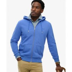 Bluza z kapturem i zamkiem błyskawicznym Superdry Essential. Niebieskie bluzy męskie Superdry., xl, bez wzorów, z dresówki, z kapturem. Za 339.10 zł.