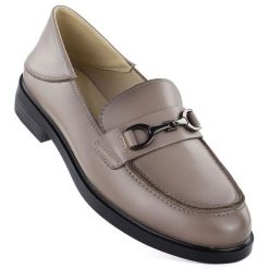 Skórzane półbuty damskie mokasyny beżowe Vinceza 18117. Brązowe mokasyny damskie VINCEZA, ze skóry. Za 169.99 zł.