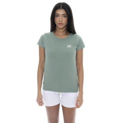 Koszulka z bawełna na trening na czas wolny. Zielone koszulki sportowe damskie LEONE 1947 APPAREL, bez wzorów, z bawełny, na fitness i siłownię. W wyprzedaży za 75.78 zł.