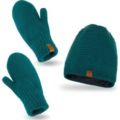 Nandy Nandy Damski Komplet Zimowy Czapka Rękawiczki - Zest-Cr-18500-Morski. Zielone czapki i kapelusze damskie Nandy, na zimę, bez wzorów. Za 80.90 zł.